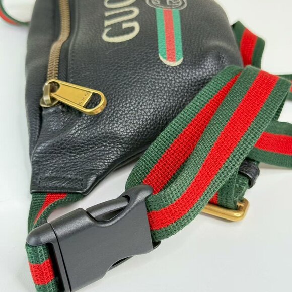 Gucci GG Logo Printed Bum Bag with Iconic Green & Red Stripes - Picture 5 of 8